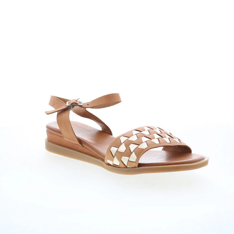 Miz Mooz Willow Womens Brown Leather Hook & Loop Strap Sandals Shoes