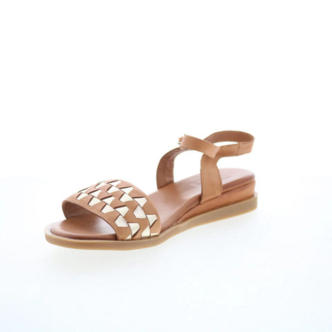 Miz Mooz Willow Womens Brown Leather Hook & Loop Strap Sandals Shoes