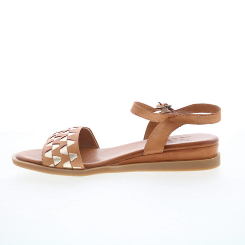 Miz Mooz Willow Womens Brown Leather Hook & Loop Strap Sandals Shoes