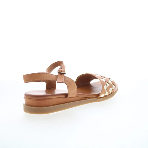 Miz Mooz Willow Womens Brown Leather Hook & Loop Strap Sandals Shoes