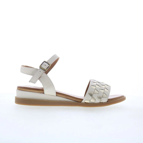 Miz Mooz Willow Womens White Leather Hook & Loop Strap Sandals Shoes