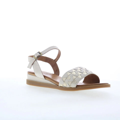 Miz Mooz Willow Womens White Leather Hook & Loop Strap Sandals Shoes