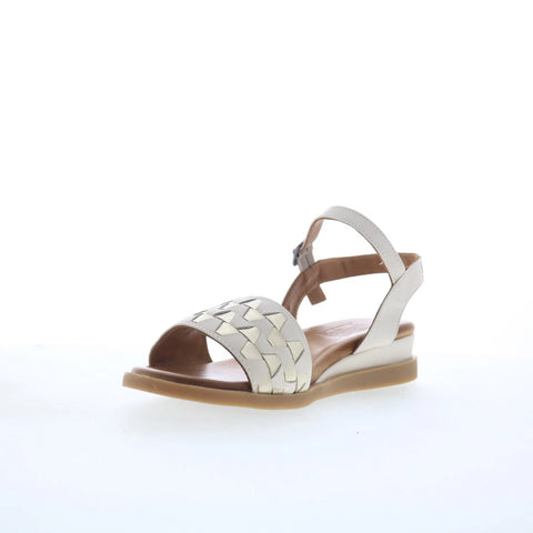 Miz Mooz Willow Womens White Leather Hook & Loop Strap Sandals Shoes