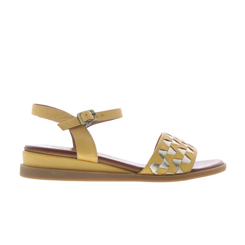 Miz Mooz Willow Womens Yellow Leather Hook & Loop Strap Sandals Shoes