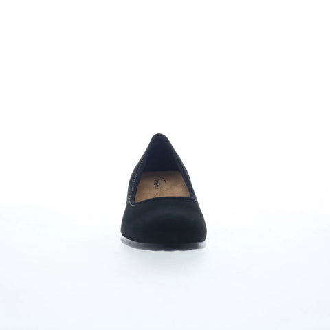 Trotters Winnie T1965-003 Womens Black Nubuck Slip On Wedges Heels Shoes