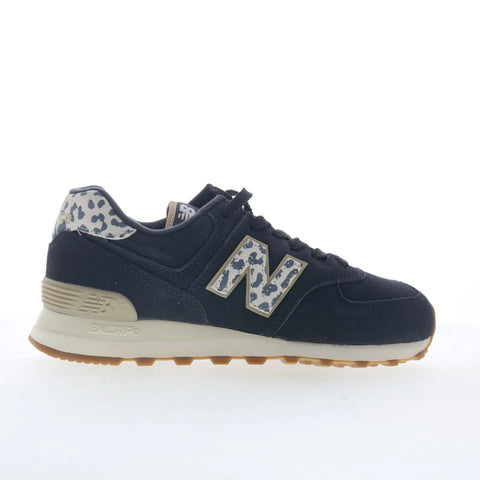 New Balance 574 WL574XE2 Womens Black Suede Lifestyle Sneakers Shoes