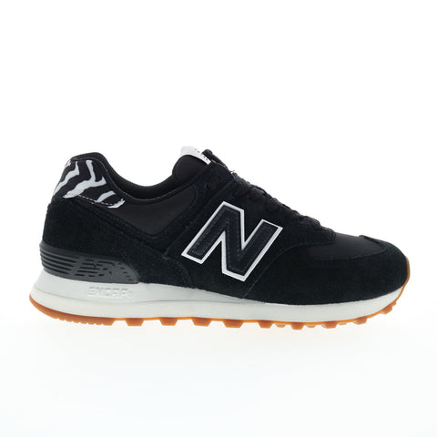 New Balance 574 WL574XB2 Womens Black Suede Lace Up Lifestyle Sneakers Shoes