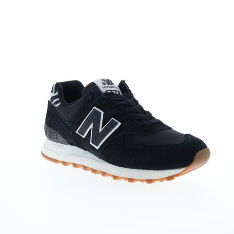New Balance 574 WL574XB2 Womens Black Suede Lace Up Lifestyle Sneakers Shoes