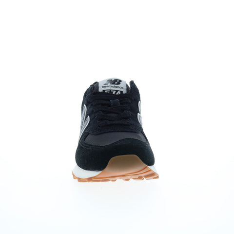 New Balance 574 WL574XB2 Womens Black Suede Lace Up Lifestyle Sneakers Shoes