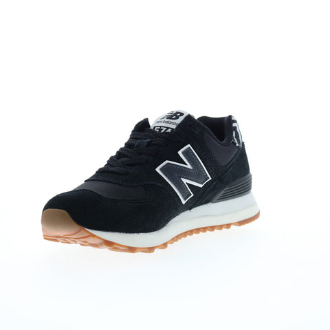 New Balance 574 WL574XB2 Womens Black Suede Lace Up Lifestyle Sneakers Shoes