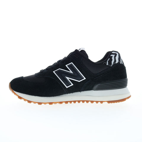 New Balance 574 WL574XB2 Womens Black Suede Lace Up Lifestyle Sneakers Shoes