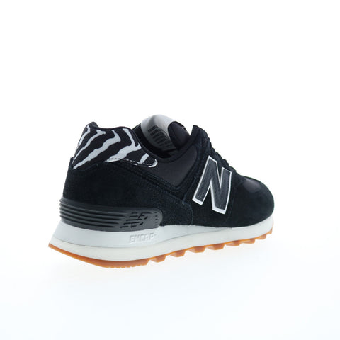 New Balance 574 WL574XB2 Womens Black Suede Lace Up Lifestyle Sneakers Shoes