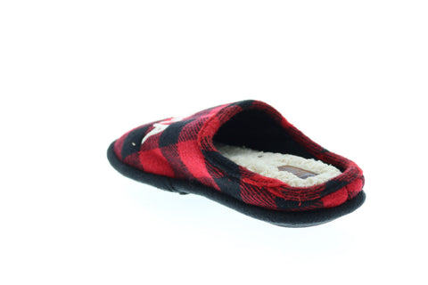 Dearfoams Mama Bear Clog WMT-26322 Mens Red Canvas Clogs Slippers Shoes
