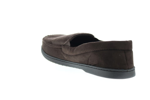 Dearfoams Moccasin WMTCM-30475 Mens Brown Canvas Moccasin Slippers Shoes