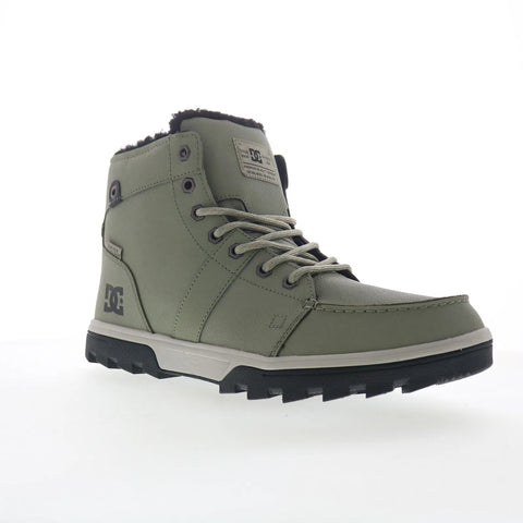 DC Woodland ADYB700042-ARO Mens Green Leather Lace Up Casual Dress Boots
