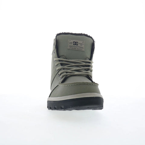 DC Woodland ADYB700042-ARO Mens Green Leather Lace Up Casual Dress Boots