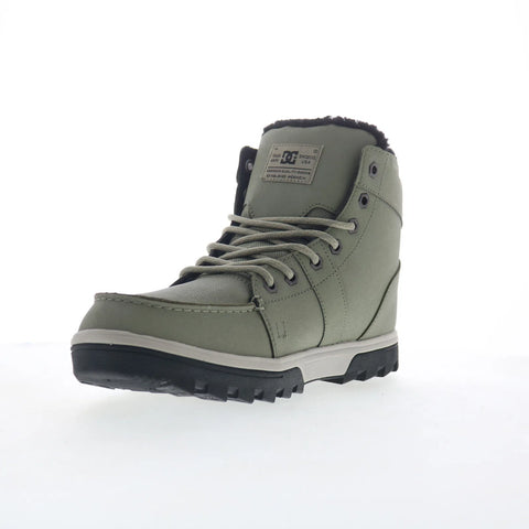 DC Woodland ADYB700042-ARO Mens Green Leather Lace Up Casual Dress Boots