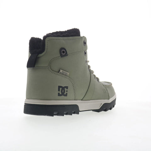 DC Woodland ADYB700042-ARO Mens Green Leather Lace Up Casual Dress Boots