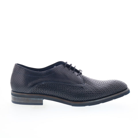 Zelli Italia Woven Calfskin Lace Up Mens Black Oxfords & Lace Ups Casual Shoes