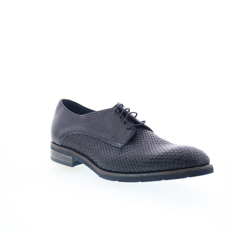 Zelli Italia Woven Calfskin Lace Up Mens Black Oxfords & Lace Ups Casual Shoes