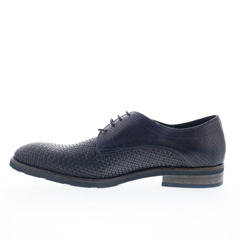 Zelli Italia Woven Calfskin Lace Up Mens Black Oxfords & Lace Ups Casual Shoes