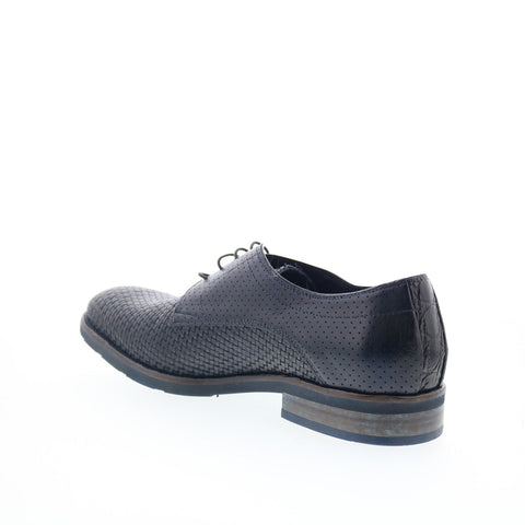 Zelli Italia Woven Calfskin Lace Up Mens Black Oxfords & Lace Ups Casual Shoes