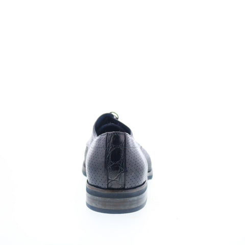 Zelli Italia Woven Calfskin Lace Up Mens Black Oxfords & Lace Ups Casual Shoes