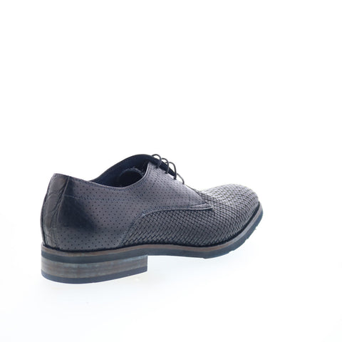 Zelli Italia Woven Calfskin Lace Up Mens Black Oxfords & Lace Ups Casual Shoes