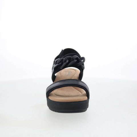 Clarks Wrenly Eve 26182085 Womens Black Wide Leather Wedges Sandals Shoes
