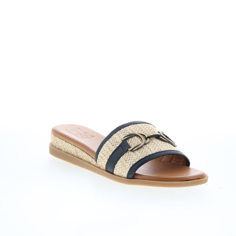 Miz Mooz Wrenn Womens Black Synthetic Slip On Mule Flats Shoes