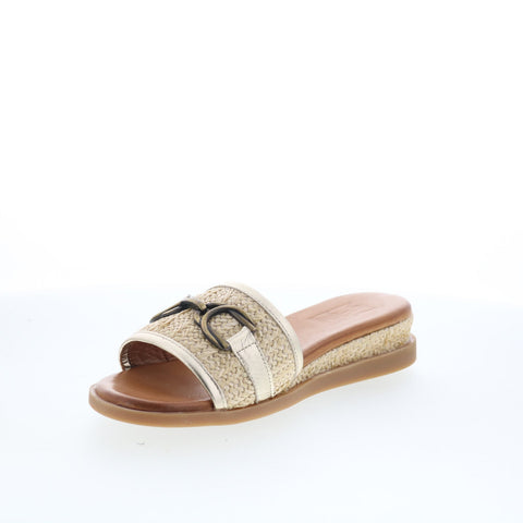 Miz Mooz Wrenn Womens Gold Synthetic Slip On Mule Flats Shoes