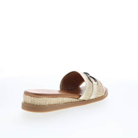 Miz Mooz Wrenn Womens Gold Synthetic Slip On Mule Flats Shoes