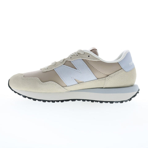 New Balance 237 WS237ST Womens Beige Leather Lace Up Lifestyle Sneakers Shoes