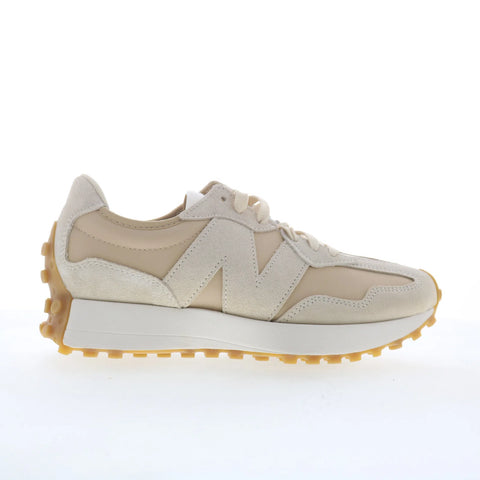 New Balance 327 WS327KAX Womens Beige Leather Lifestyle Sneakers Shoes