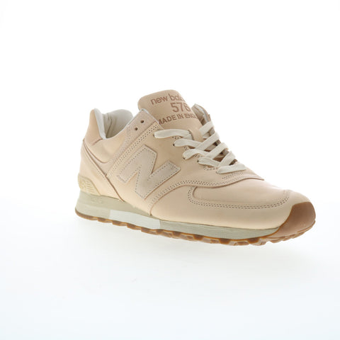 New Balance 576 X0U576VT Mens Beige Leather Lifestyle Sneakers Shoes