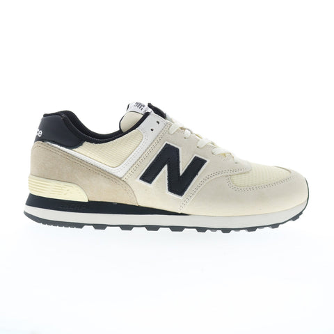 New Balance 574 XML574DW Mens Beige Suede Lifestyle Sneakers Shoes