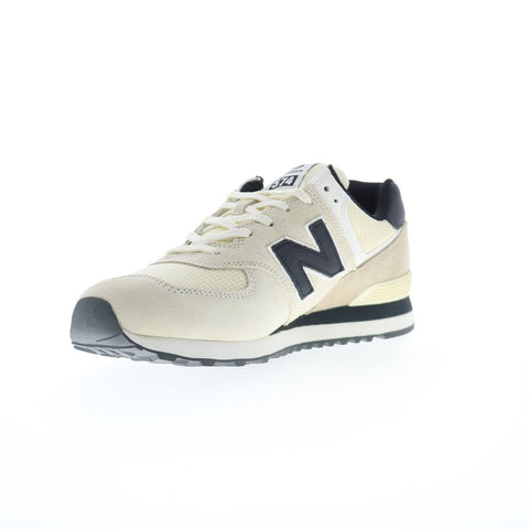 New Balance 574 XML574DW Mens Beige Suede Lifestyle Sneakers Shoes