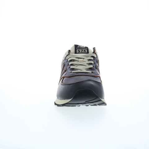 New Balance 574 XML574LPK Mens Black Leather Lifestyle Sneakers Shoes