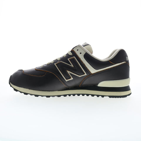 New Balance 574 XML574LPK Mens Black Leather Lifestyle Sneakers Shoes