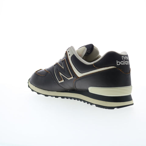New Balance 574 XML574LPK Mens Black Leather Lifestyle Sneakers Shoes