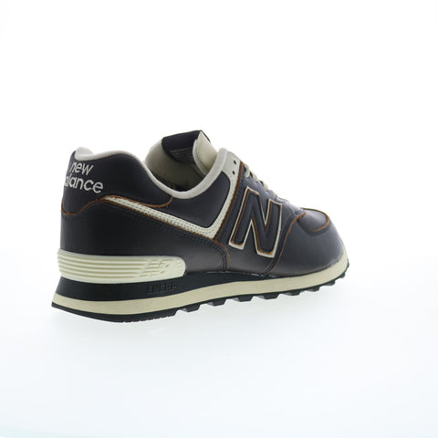 New Balance 574 XML574LPK Mens Black Leather Lifestyle Sneakers Shoes