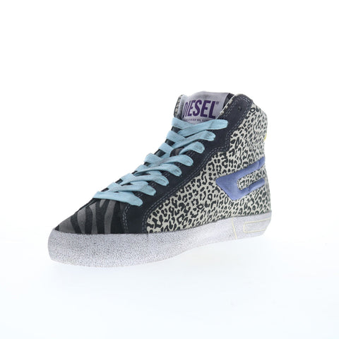 Diesel S-Leroji Mid W Womens Gray Leather Lifestyle Sneakers Shoes