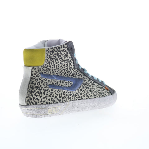 Diesel S-Leroji Mid W Womens Gray Leather Lifestyle Sneakers Shoes