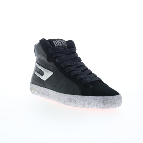 Diesel S-Leroji Mid W Womens Black Leather Lifestyle Sneakers Shoes