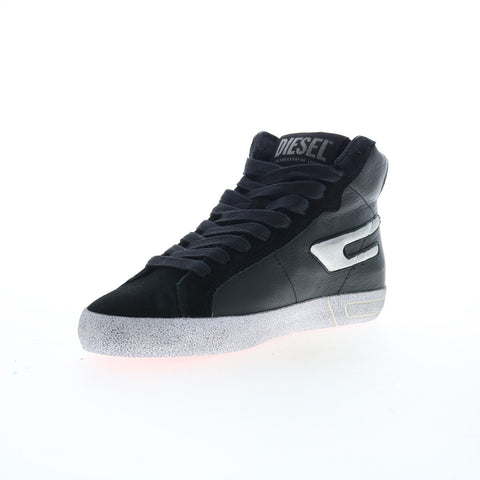 Diesel S-Leroji Mid W Womens Black Leather Lifestyle Sneakers Shoes