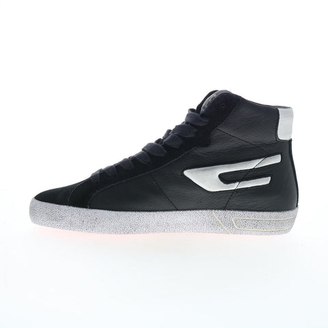Diesel S-Leroji Mid W Womens Black Leather Lifestyle Sneakers Shoes