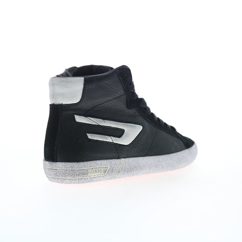 Diesel S-Leroji Mid W Womens Black Leather Lifestyle Sneakers Shoes