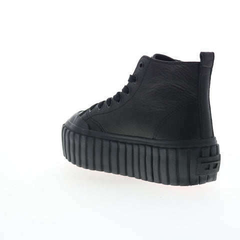 Diesel S-Hanami Mid W Womens Black Leather Lifestyle Sneakers Shoes