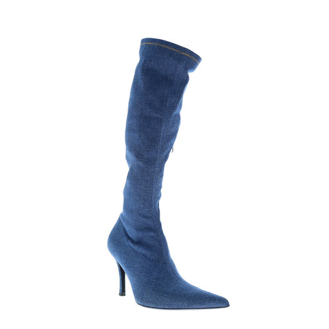 Diesel D-Venus KBT Y02996-P4734-T6019 Womens Blue Canvas Knee High Boots