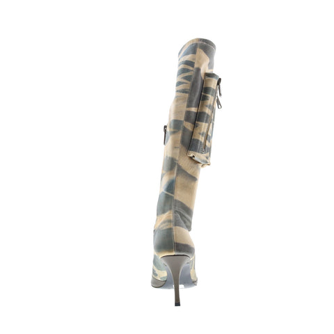 Diesel D-Venus KBT Y03002-PR384-H6376 Womens Beige Canvas Knee High Boots